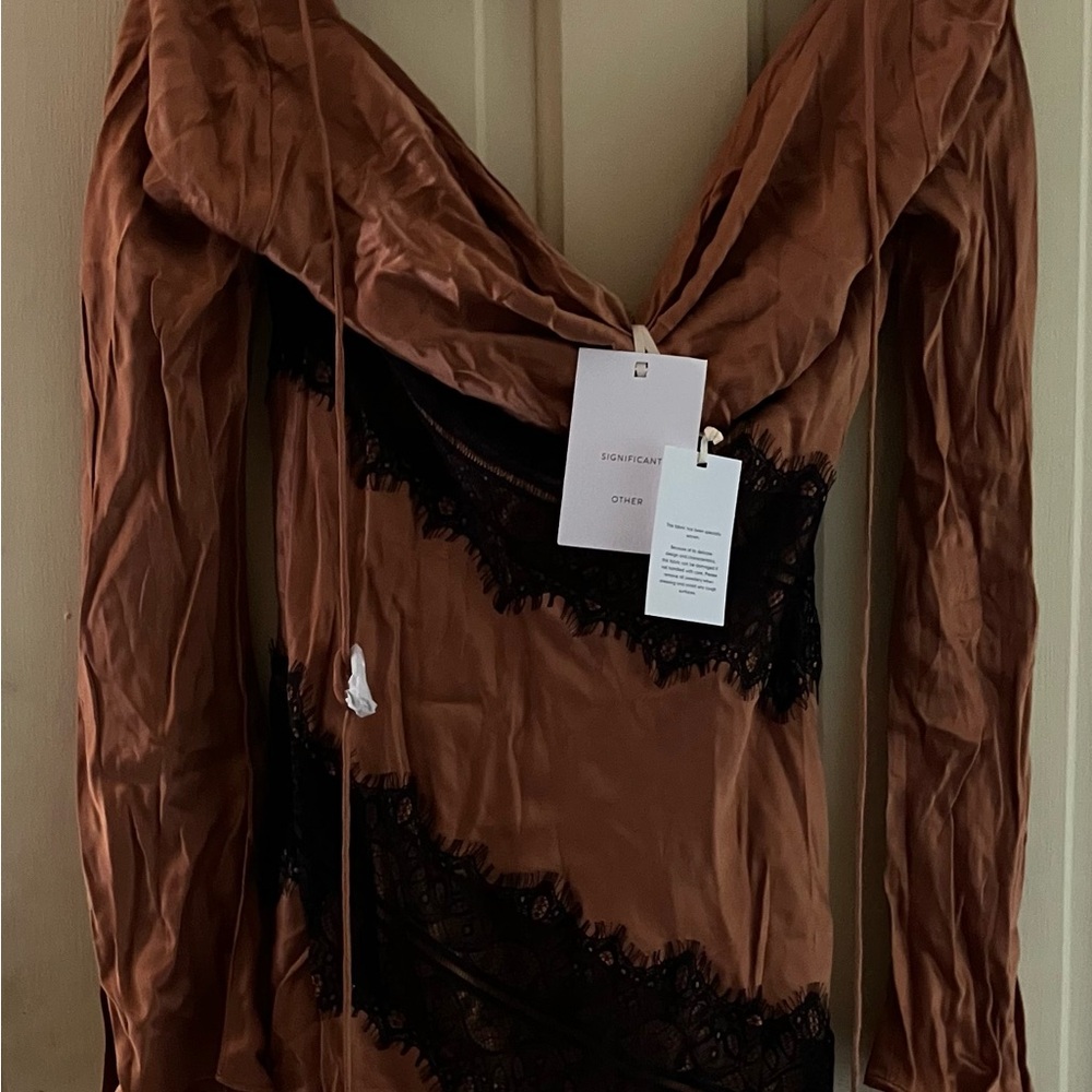 Significant Other Women’s Brown and Black Long Sleeve Dress